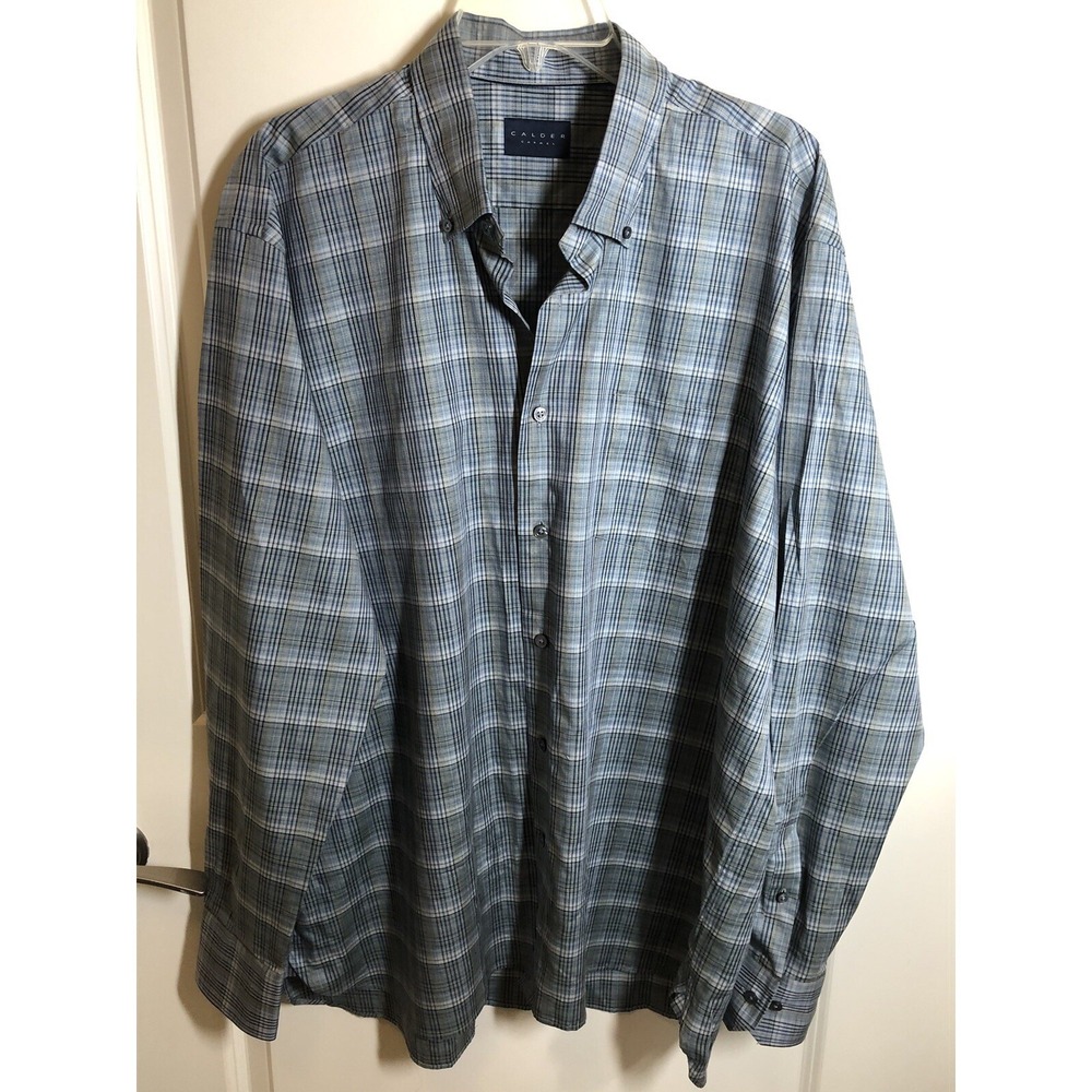 Calder Shirt Mens Extra Large Gray Blue Plaid Carmel Limited Edition 1/70 Office